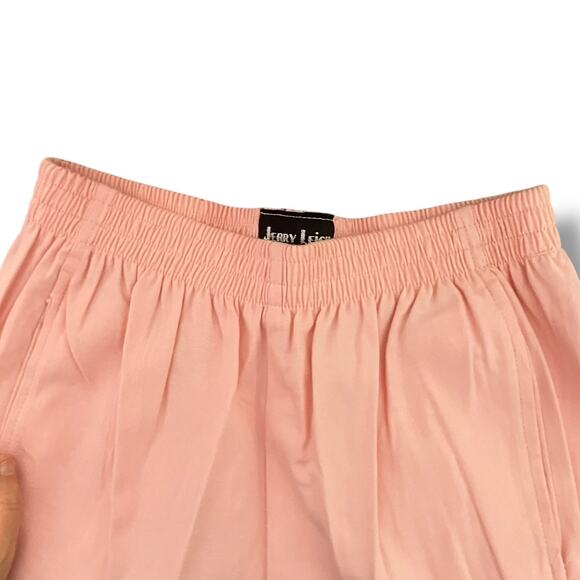 Jerry Leigh Pink Elastic Waist Pleated Tapered Pants / High Rise Linen Blend - Picture 5 of 5